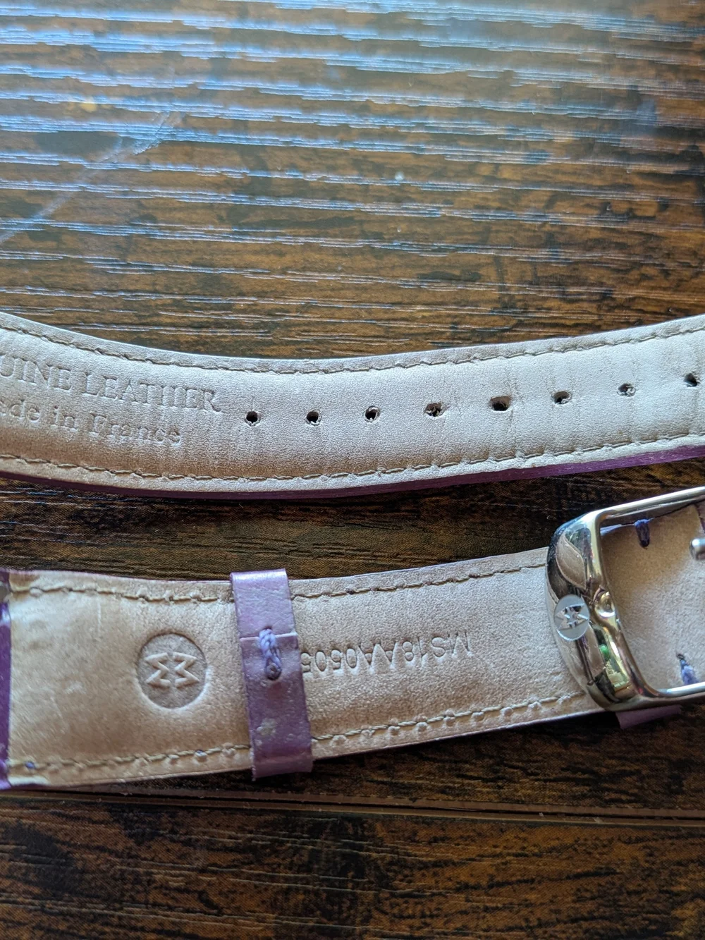 Michele Purple Leather Watch Band
